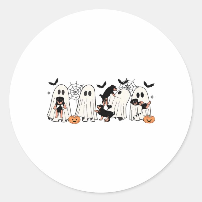 Cute Ghost Dogs Dog Lover Men Women Kids Halloween Classic Round Sticker (Front)