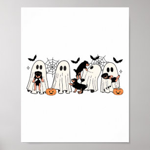 Cute Ghost Dogs Dog Lover Men Women Kids Halloween Poster