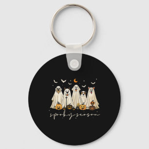 Cute Ghost Dogs Happy Halloween Spooky Season Tric Key Ring