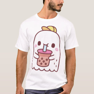 Cute Ghost Drinking Boba Tea T-Shirt