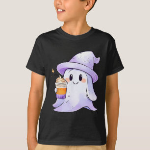Cute Ghost Drinking Coffee Couple Halloween Coffee T-Shirt