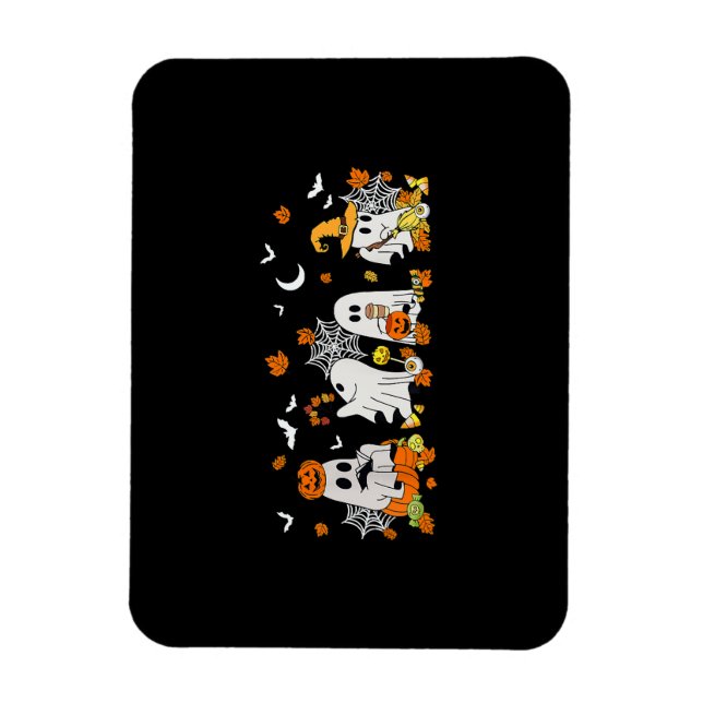 Cute Ghost Drinking Coffee Halloween Fall Ghost Bo Magnet (Vertical)