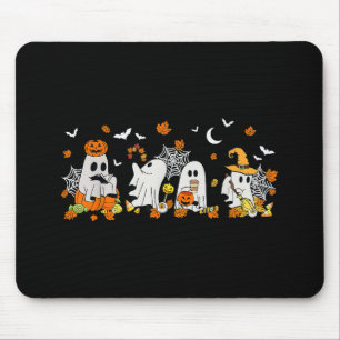 Cute Ghost Drinking Coffee Halloween Fall Ghost Bo Mouse Pad