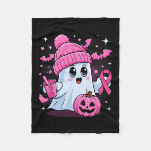 Cute Ghost Drinking Coffee Halloween Ghost Breast  Fleece Blanket