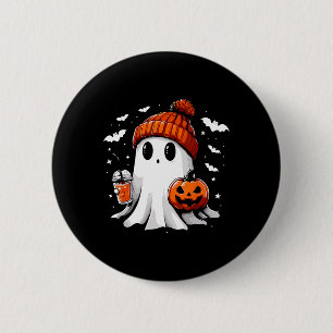 Cute Ghost Drinking Coffee Halloween Ghost Coffee 6 Cm Round Badge