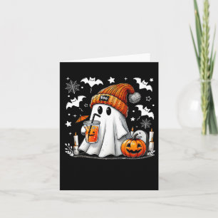 Cute Ghost Drinking Coffee Halloween Ghost Coffee  Card