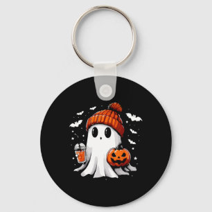 Cute Ghost Drinking Coffee Halloween Ghost Coffee  Key Ring