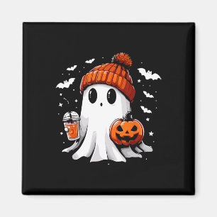 Cute Ghost Drinking Coffee Halloween Ghost Coffee Magnet