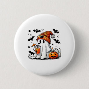 Cute Ghost Drinking Coffee Halloween Ghost Ice Cof 6 Cm Round Badge