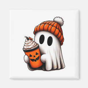 Cute Ghost Drinking Coffee Halloween Ghost Ice Cof Magnet