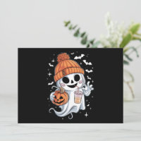 Cute Ghost Drinking Coffee Halloween Iced Coffee