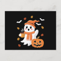 Cute Ghost Drinking Ice Coffee Halloween