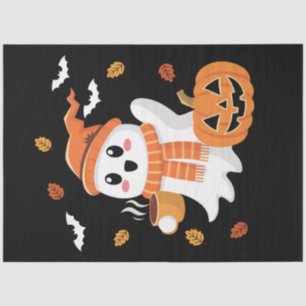 Cute Ghost Drinking Ice Coffee Halloween Tissue Paper