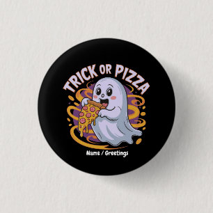 Cute Ghost Eating Pizza Fun Creepy Trick or Pizza 3 Cm Round Badge