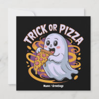 Cute Ghost Eating Pizza Fun Creepy Trick or Pizza