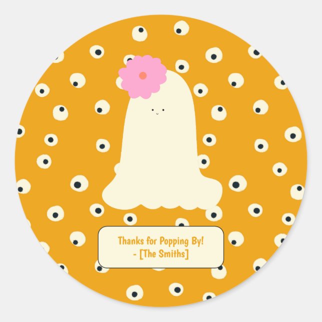 Cute Ghost Eyeball Pattern Halloween Thank You Classic Round Sticker (Front)