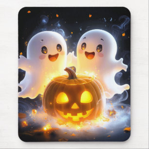 Cute Ghost Family Halloween Pumpkin Spooky Night Mouse Pad