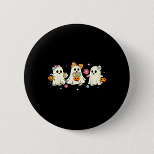 Cute Ghost Floral Groovy Vintage Halloween Spooky  6 Cm Round Badge