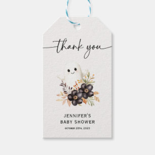 Cute Ghost & Floral Halloween Baby Shower Gift Tags