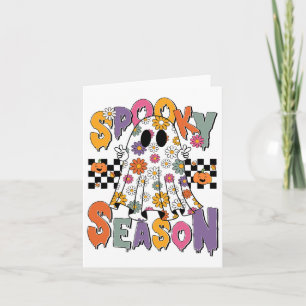 Cute Ghost Floral Halloween Ghost Spooky Season Fa Card