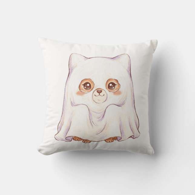 Cute Ghost Fox Halloween - Spooky Cute Chubby Anim Cushion (Front)