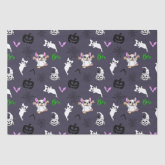 Cute ghost French Bulldog bat pumpkin Halloween Tissue Paper