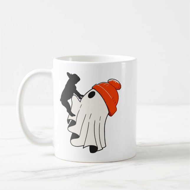 Cute Ghost French Bulldog Lover Coffee Mug (Left)
