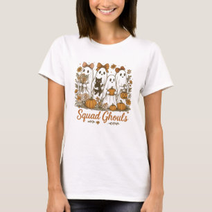 Cute Ghost Friends Fall Graphic Tee for Women