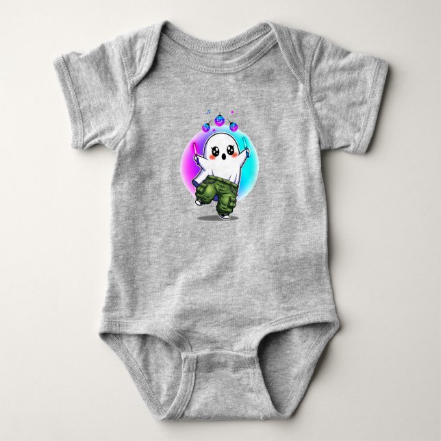 Cute Ghost Fun Halloween Celebration Baby Bodysuit (Front)
