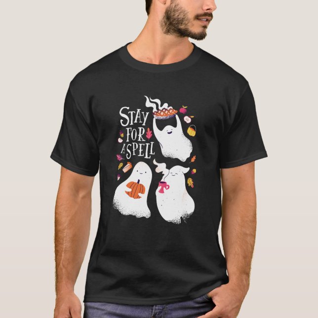 Cute Ghost Funny Halloween Design T-Shirt (Front)