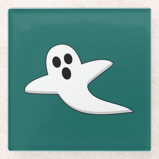 Cute Ghost Glass Coaster (Front)