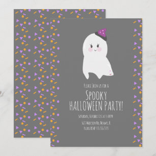 Cute Ghost Halloween Birthday Costume Spooky Party Invitation