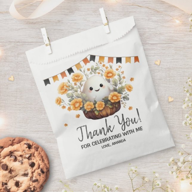 Cute Ghost Halloween Birthday Favour Favour Bags (Add a touch of cuteness to your Halloween birthday celebration with this adorable ghost design.)