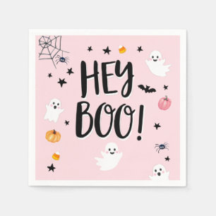 Cute Ghost Halloween Birthday Party Girl Pink Napkin