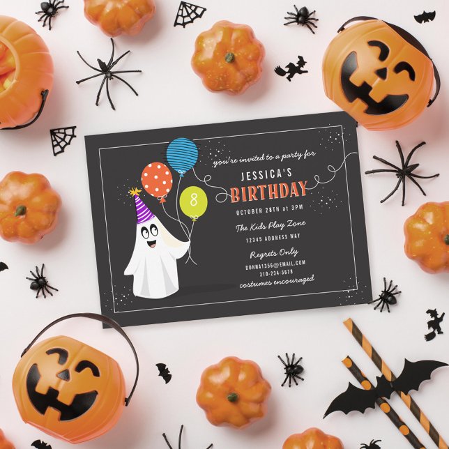 Cute Ghost Halloween Birthday Party Invitation II (Creator Uploaded)