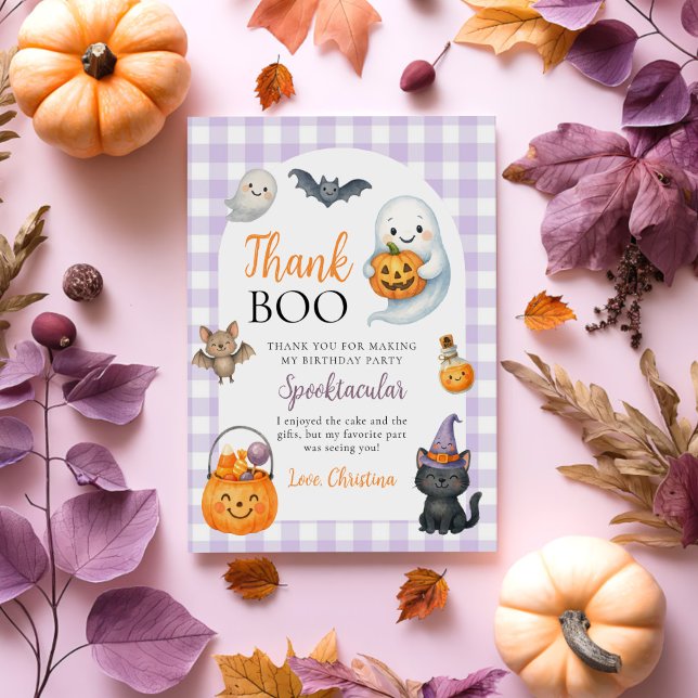 Cute Ghost Halloween Birthday Party Thank You Card (Creator Uploaded)