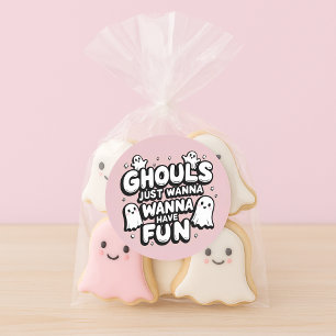 Cute Ghost Halloween Birthday   Pink Ghoul Classic Round Sticker