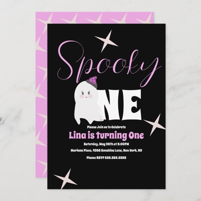 Cute Ghost Halloween Birthday Spooky One Invitation (Front/Back)