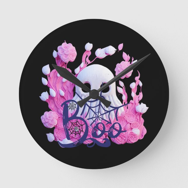 cute ghost Halloween boo pack  Round Clock (Front)