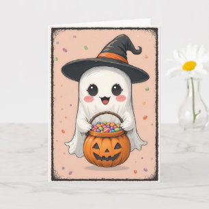 Cute Ghost Halloween Bootifully Adorable Card