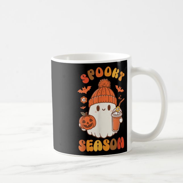 Cute Ghost Halloween Coffee Pumpkin Ghost Spooky S Mug (Right)