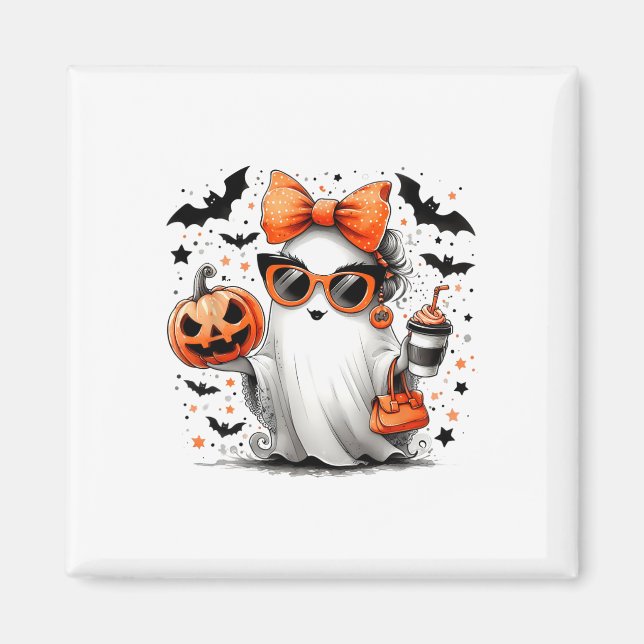 Cute Ghost Halloween Diva Cartoon Sungles Handg  Magnet (Front)