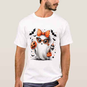 Cute Ghost Halloween Diva Cartoon Sungles Handg T-Shirt