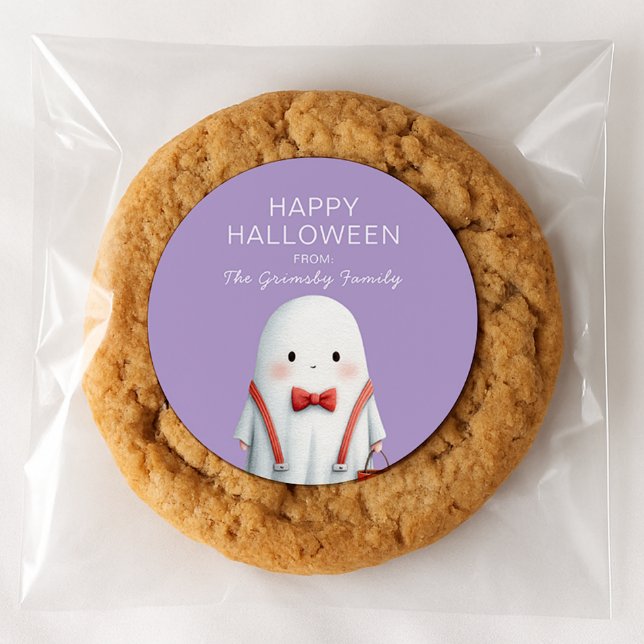 Cute Ghost Halloween Favour Classic Round Sticker (Creator Uploaded)