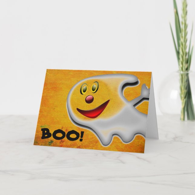 Cute Ghost, Halloween Folded Greeting Card (Front)