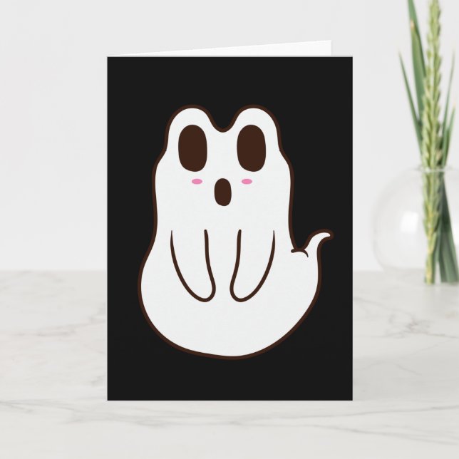 Cute Ghost Halloween Frog Card (Front)
