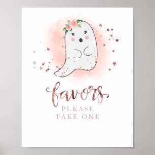 Cute Ghost Halloween Girl Baby Shower Favours Sign