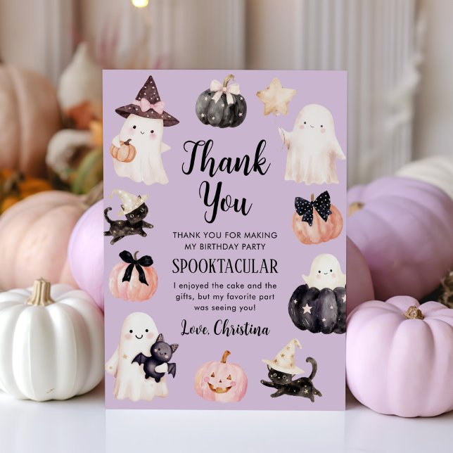 Cute Ghost Halloween Girl Birthday Party Thank You Card (Creator Uploaded)