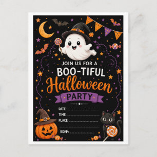 Cute Ghost Halloween Invitation Postcard
