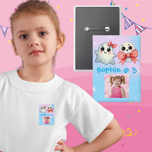 Cute Ghost Halloween Kids Birthday Button